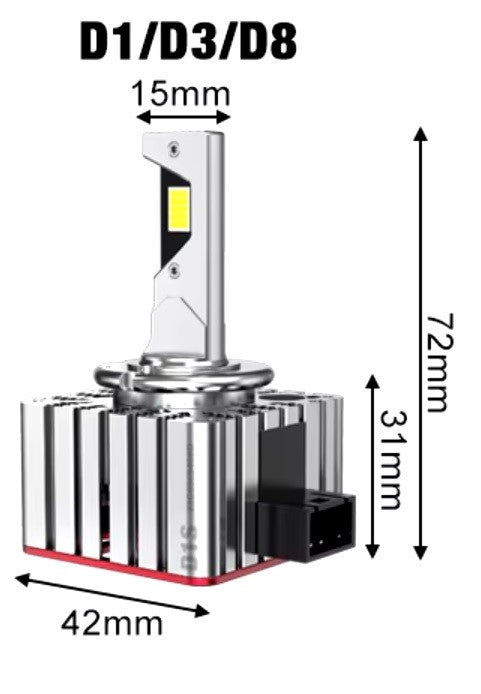 LED žárovka D1/D3/D8 rozměry
