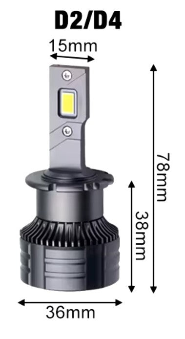 LED žárovka D2/D4 – rozměry 36×78mm