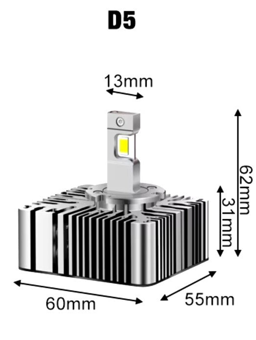 LED žárovka D5 rozměry